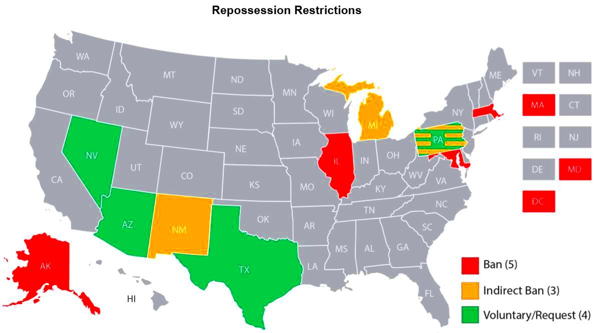 Vehicle Repossession Laws by State