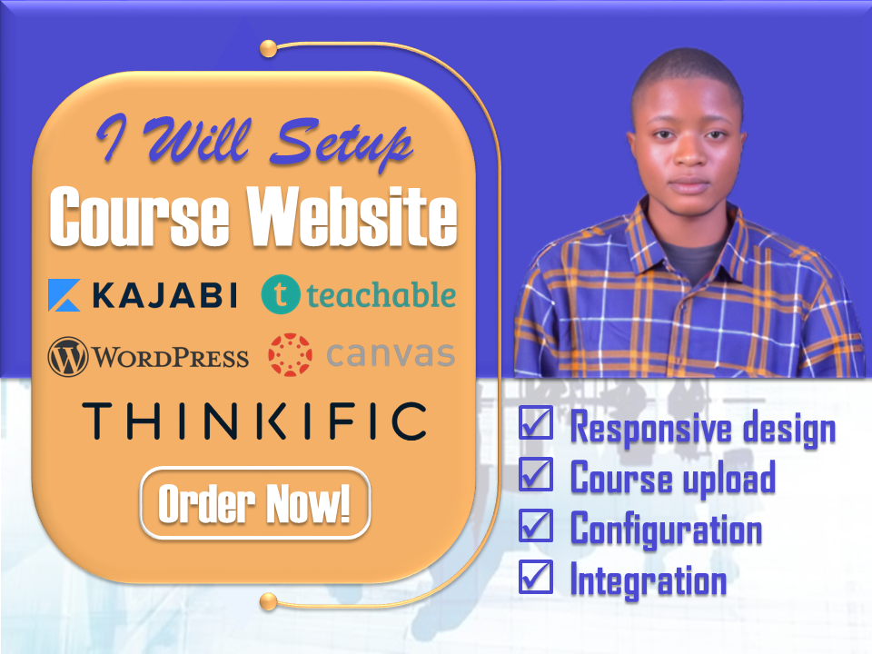 I Will Setup Your Online Course Website on Teachable, Thinkific, Canvas LMS, Kajabi, or WordPress