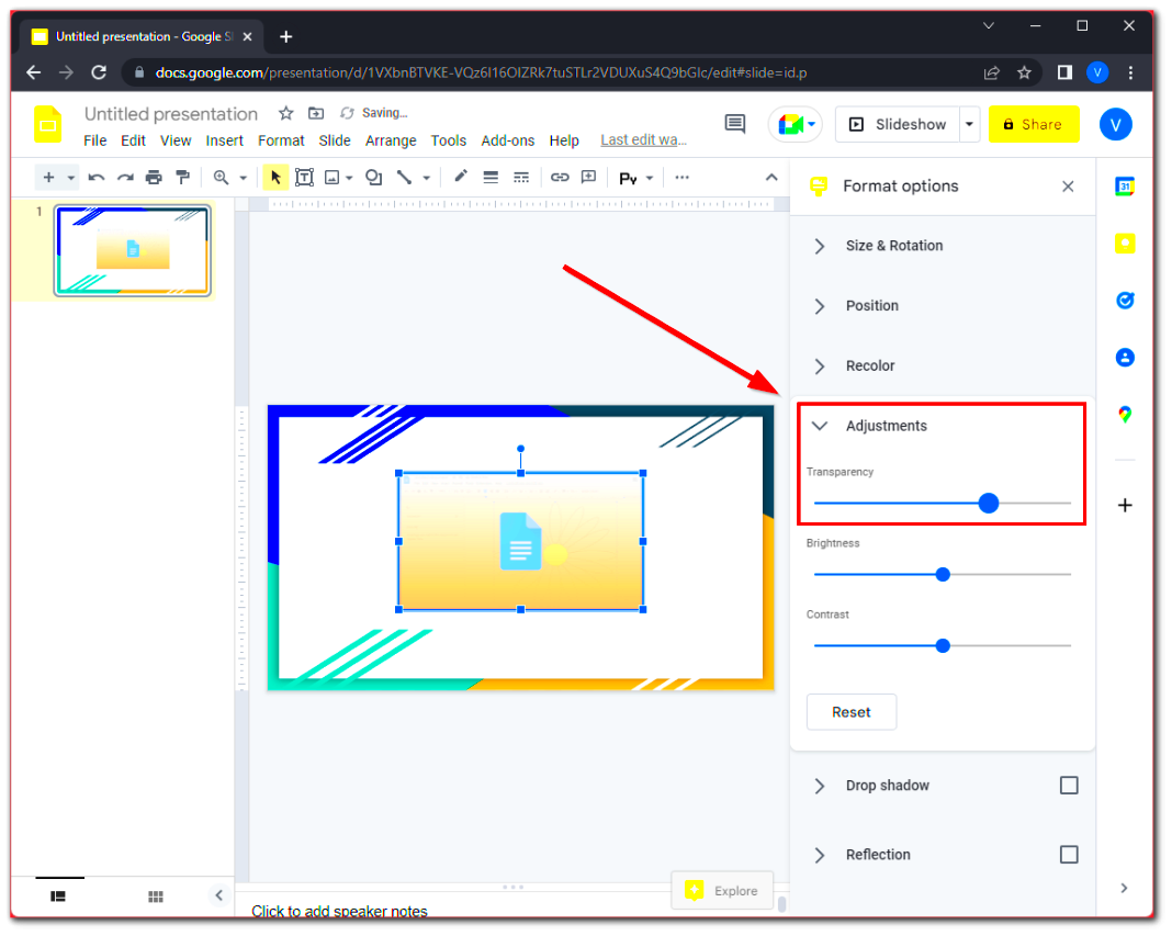 How to change image transparency in Google Slides  TabTV