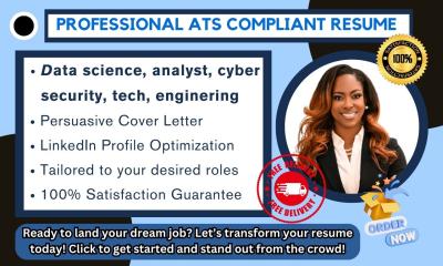 I Will Create ATS Compliant Resumes for Data Science, Business Analyst, Cyber Security, and Tech Roles