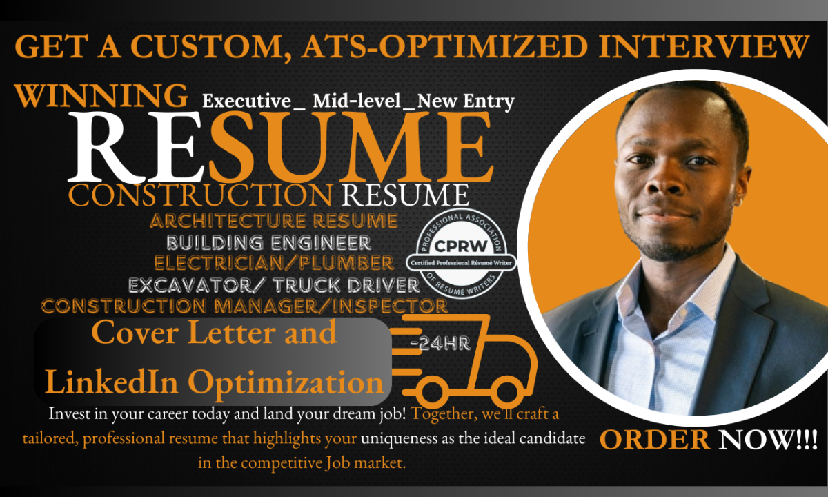 I Will Deliver ATS Optimized Resumes for Construction and Architecture Professionals