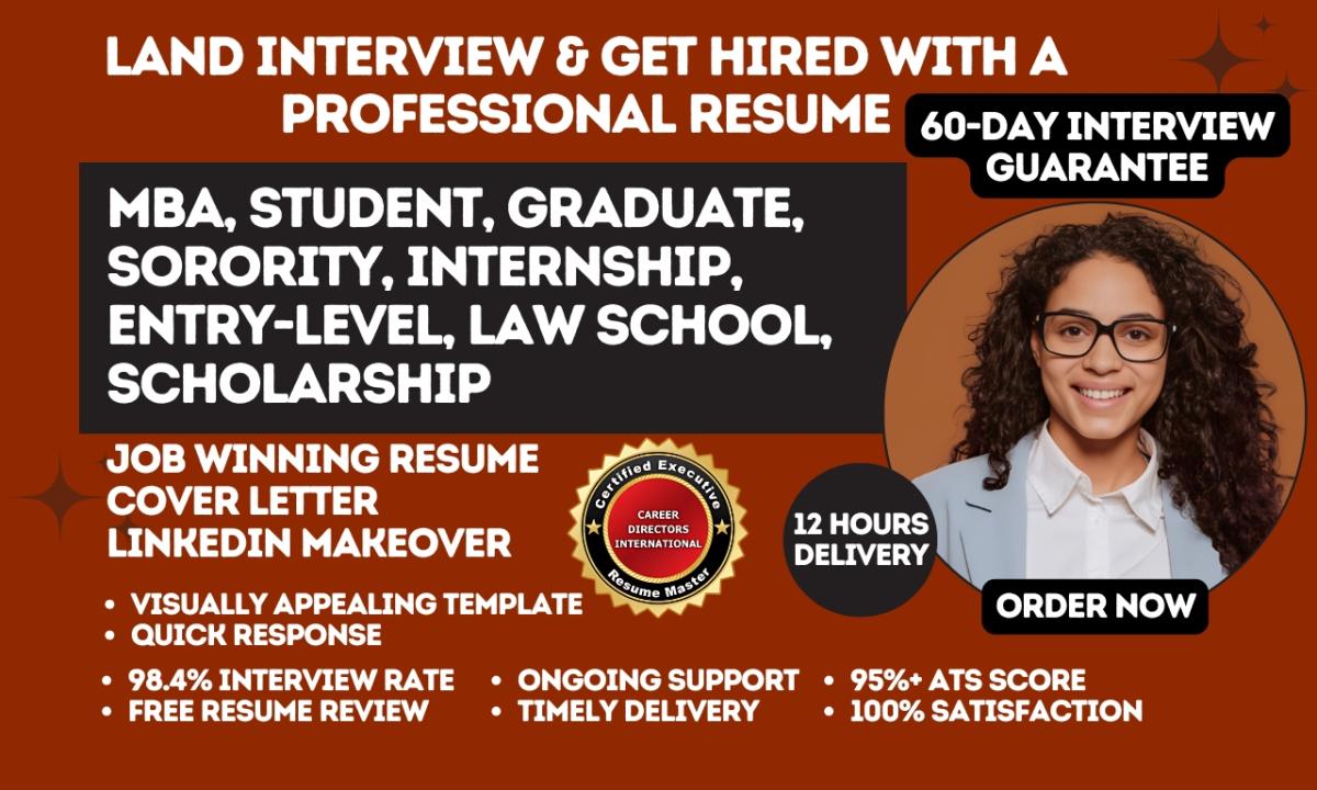 I Will Craft Professional Resumes and Cover Letters for Internships, Entry-Level Positions, Students, and Graduates