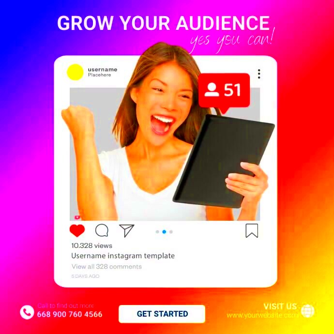 grow your followers Template PosterMyWall