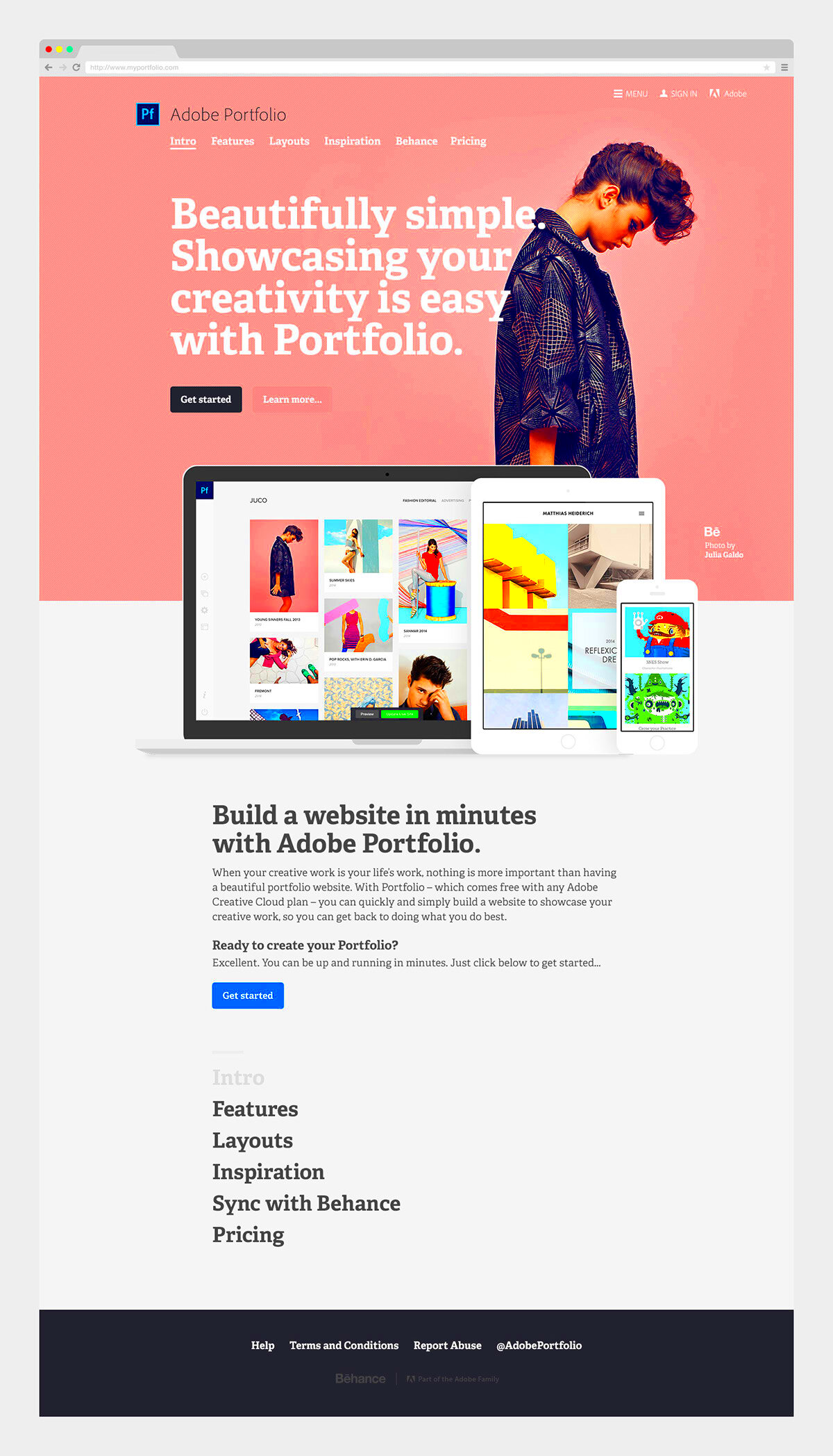 Adobe Portfolio marketing site Behance