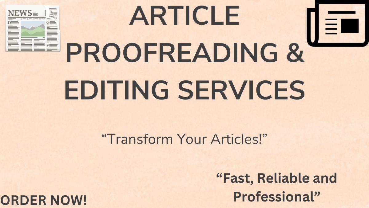 I Will Proofread and Edit Articles