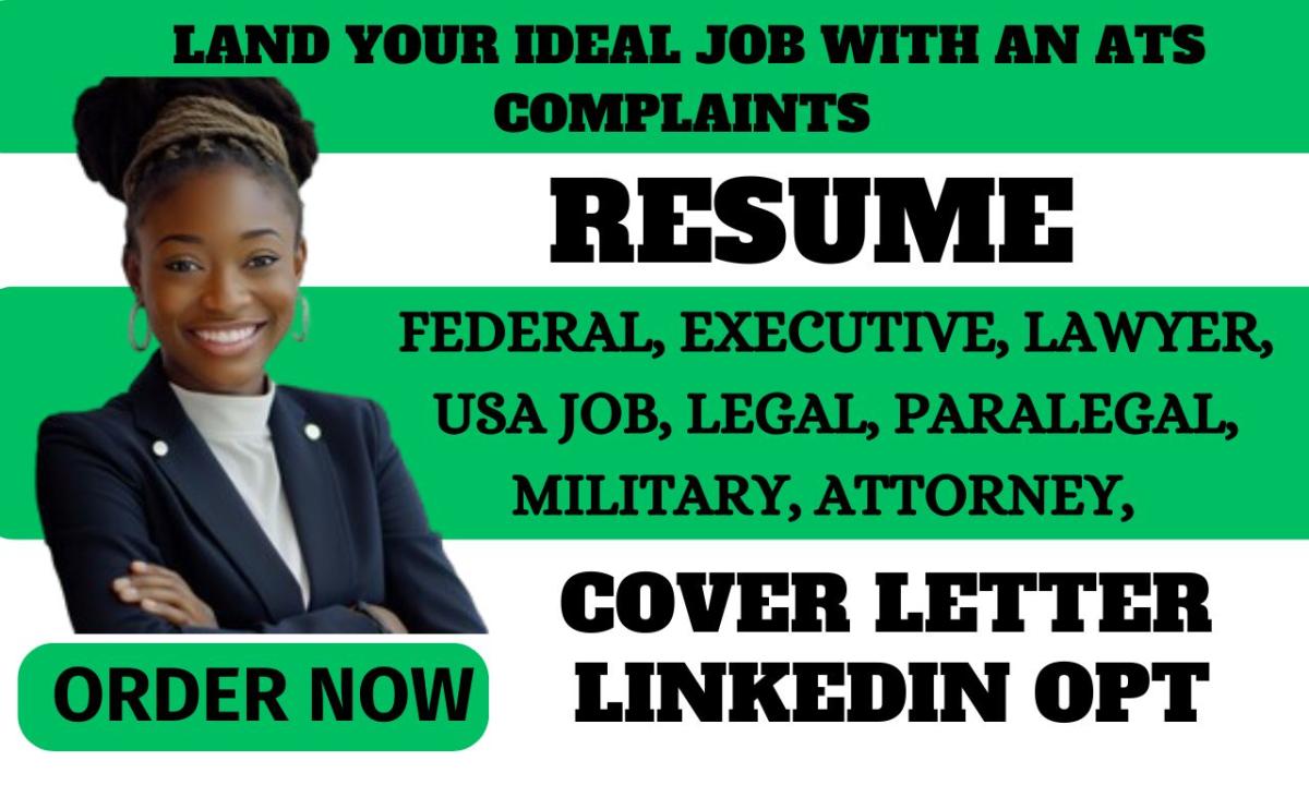 I will write government legal, paralegal, attorney, barrister, judge, and lawyer resume