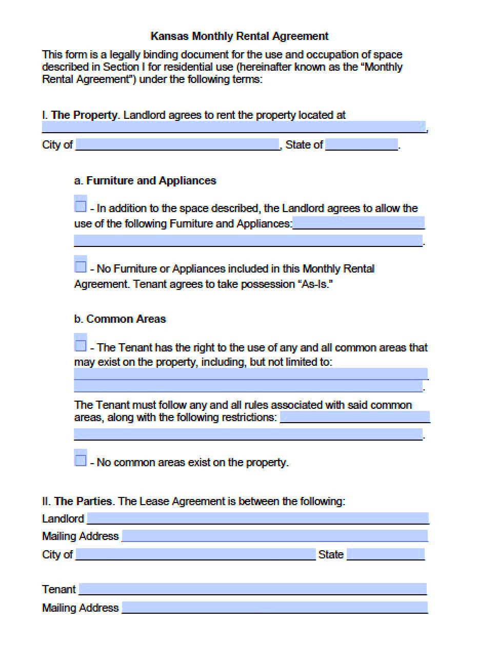 Kansas Lease Agreement Template