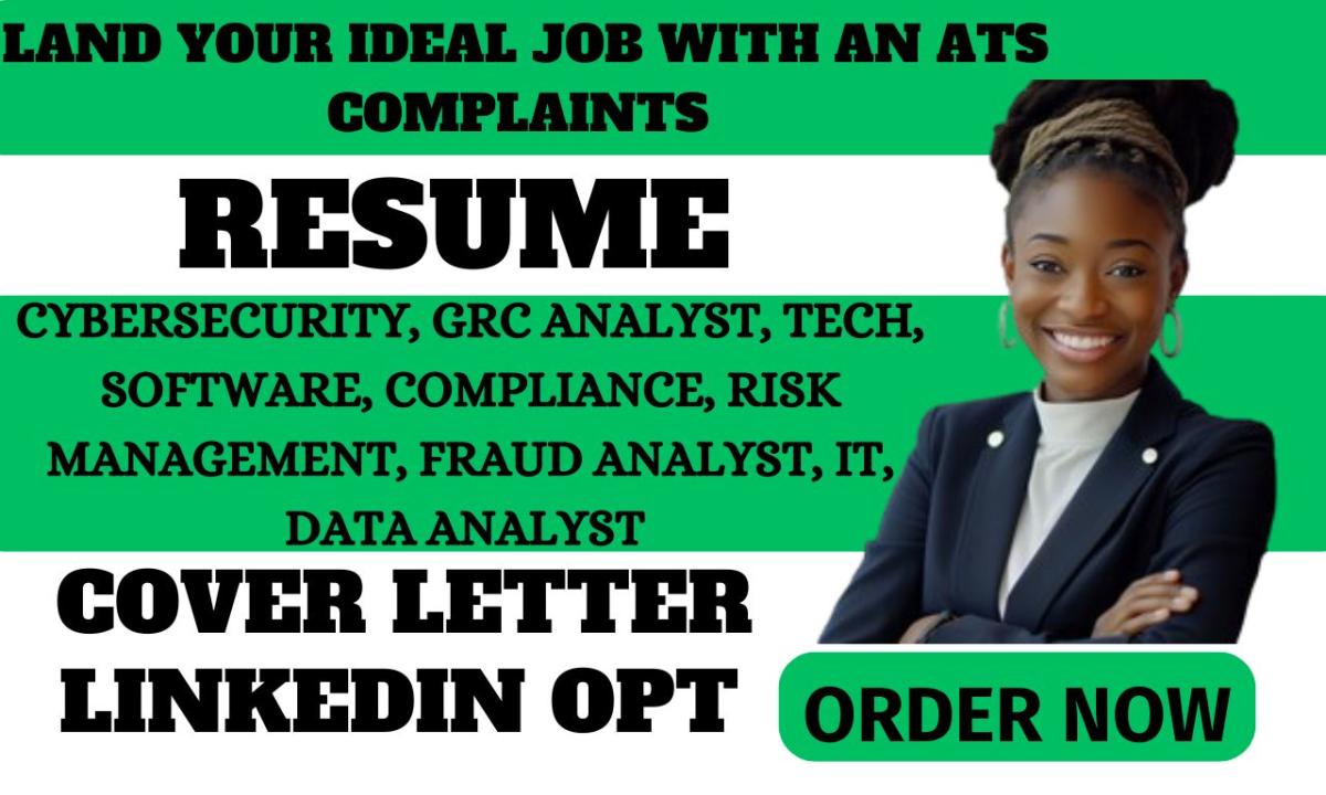 I Will Craft a Professional Resume for Data Science, Risk Management, IT Tech, GRC Analysis, Software Development, and Cybersecurity Roles