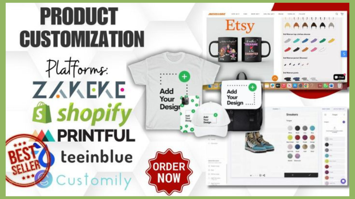 I Will Setup Zakeke, Teeinblue, 3D, Zepto, Shopify Print on Demand Customization, Kickflip