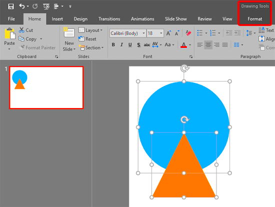 Shape Subtract Command in PowerPoint 2016 for Windows