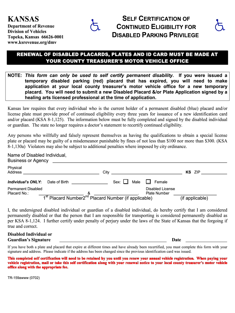 Kansas handicap parking form Fill out sign online DocHub