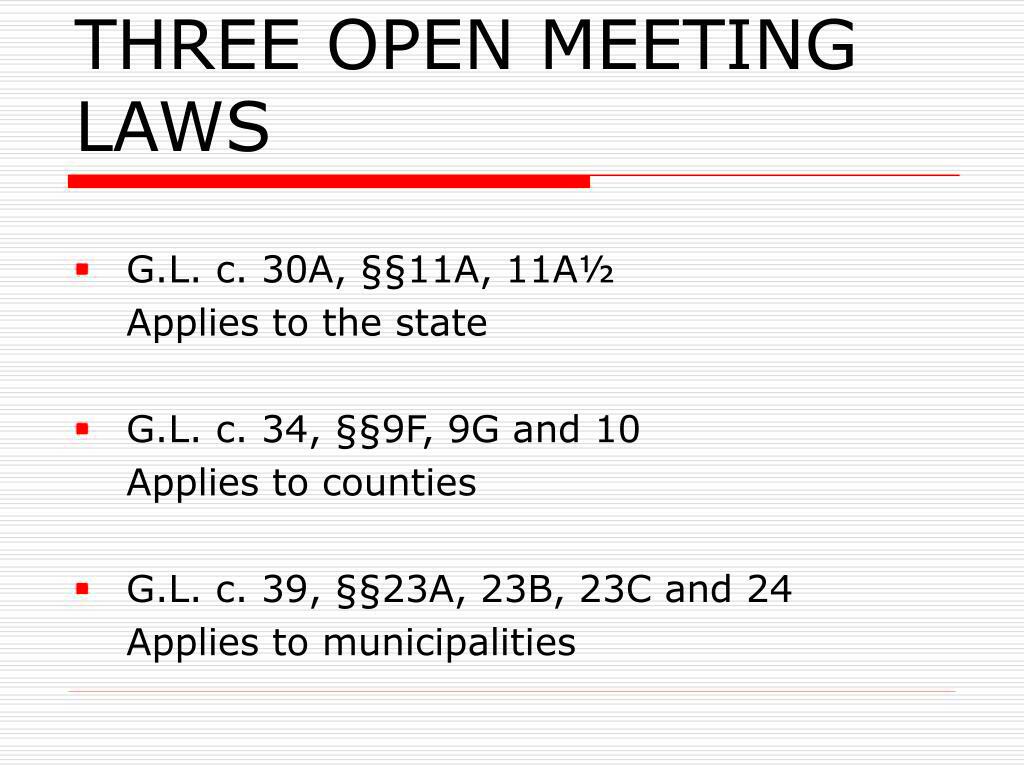 PPT THE MASSACHUSETTS OPEN MEETING LAW PowerPoint Presentation free 