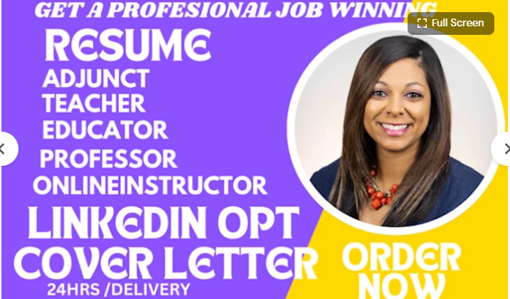 I Will Write Adjunct Professor, Lecturer, Administrator, Education, and Instructor Resume