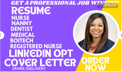 I Will Craft a Professional Resume for Nanny, Medical, Dentist, Biotech, Registered Nurse, and Charge Nurse Roles