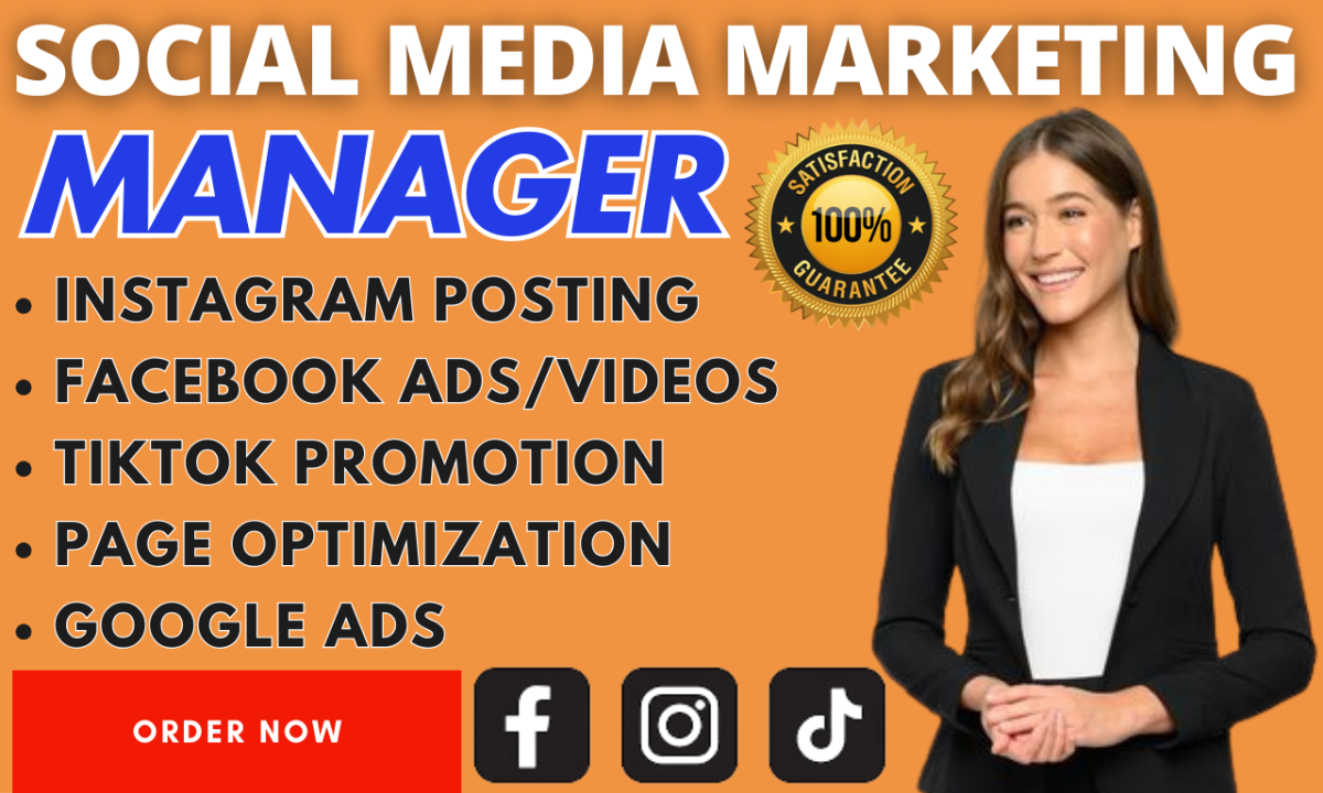 I Will Manage Your Social Media Marketing for Instagram, Facebook, and TikTok Promotions