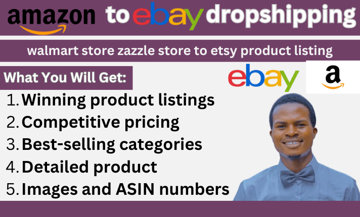 I Will Provide Amazon to eBay Dropshipping, Walmart Store, Zazzle Store to Etsy Product Listing Services