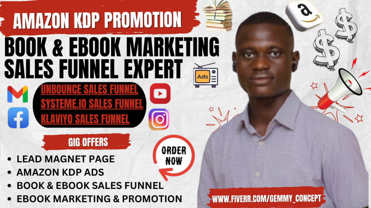 I Will Do Amazon KDP, Book Promotion, eBook Marketing Sales Funnel, Book Formatting