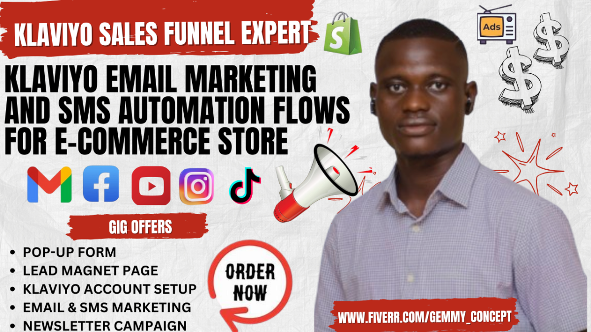 I Will Handle Klaviyo Email Marketing and SMS Automation Flows to Boost Your Shopify Sales