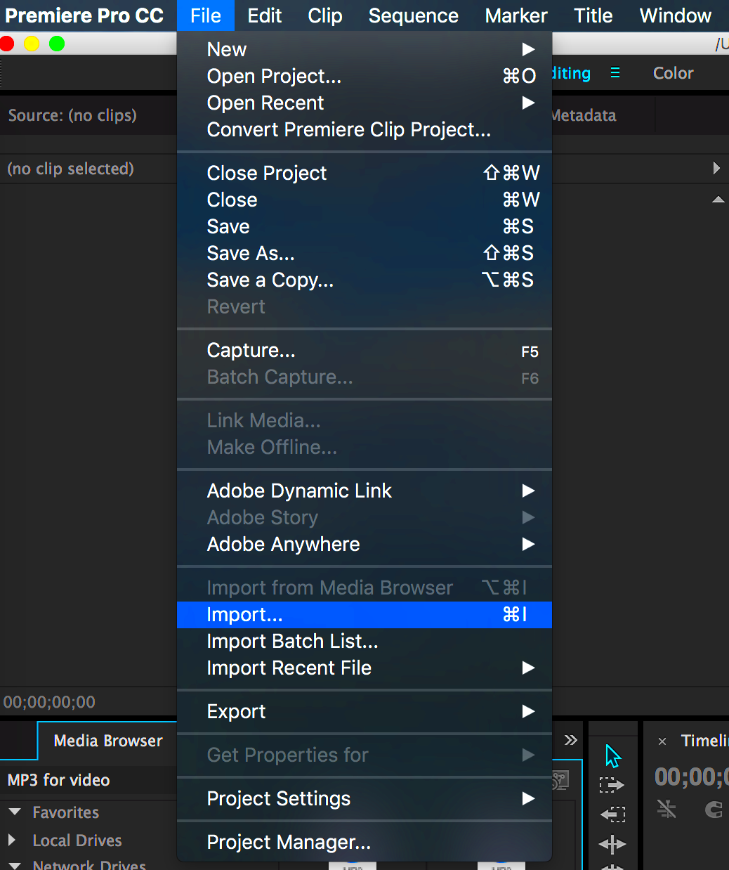 Importing Footage into Adobe Premiere Media Commons