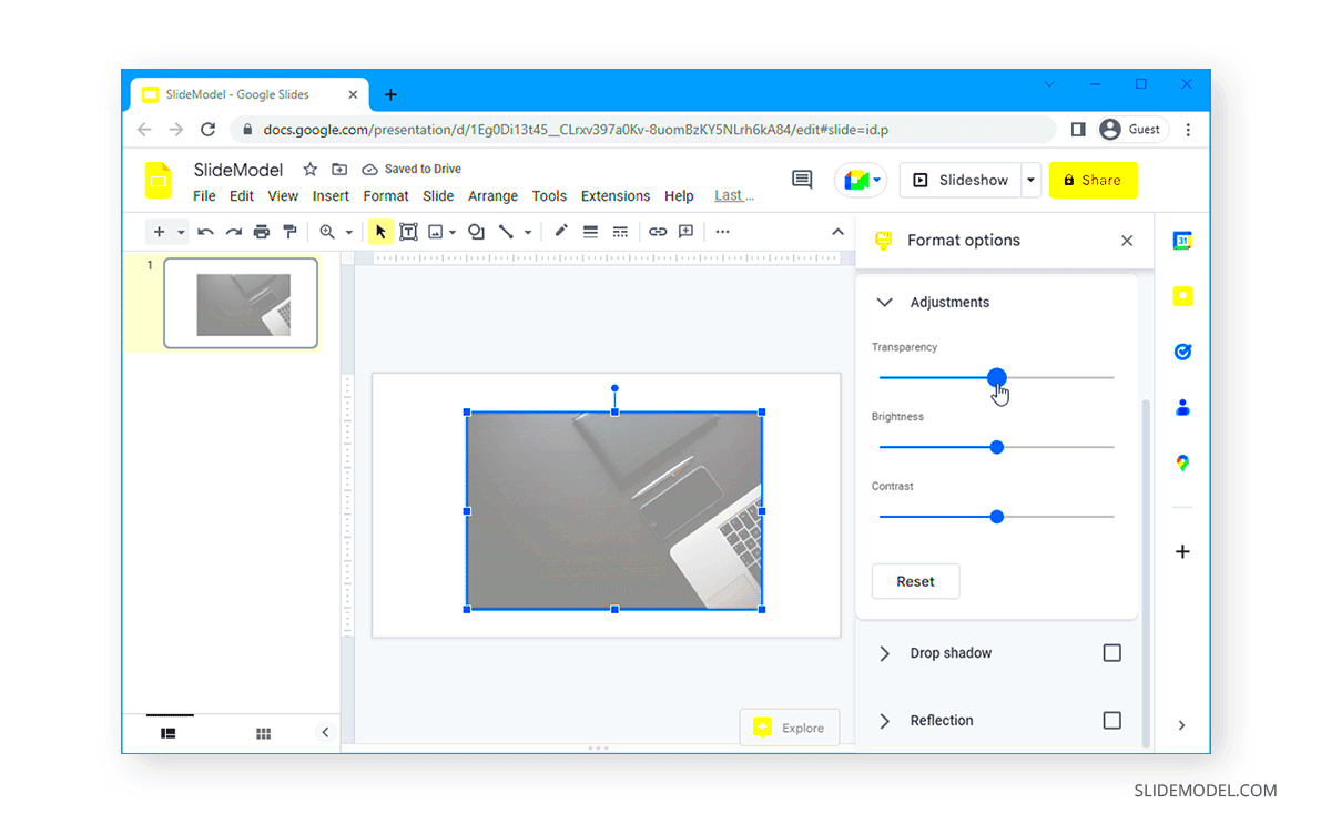 How to Make an Image Transparent in Google Slides