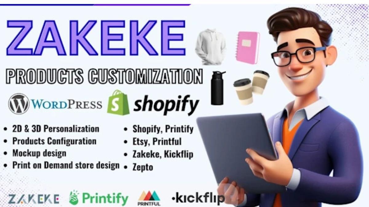 I Will Create an Expert Product with TeeInBlue, Customily, and Zakeke Integration