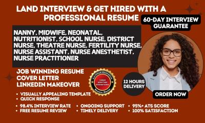 I Will Write A Professional Resume for Healthcare Nurse Practitioners, Nursing Assistants, Nannies, and Midwives