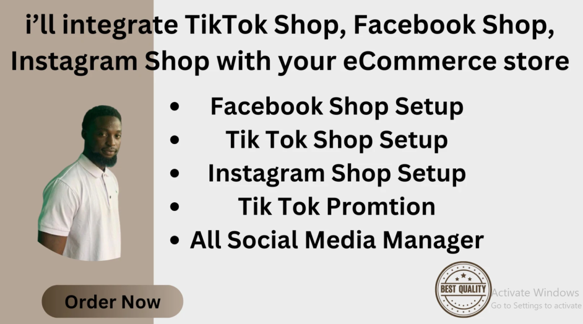 I Will Setup TikTok Shop, Facebook Shop, TikTok Ads or Shopify Marketing