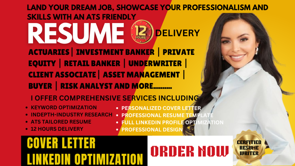 I Will Create a Professional Resume for Finance, Investment Banking, Private Equity, and Actuaries