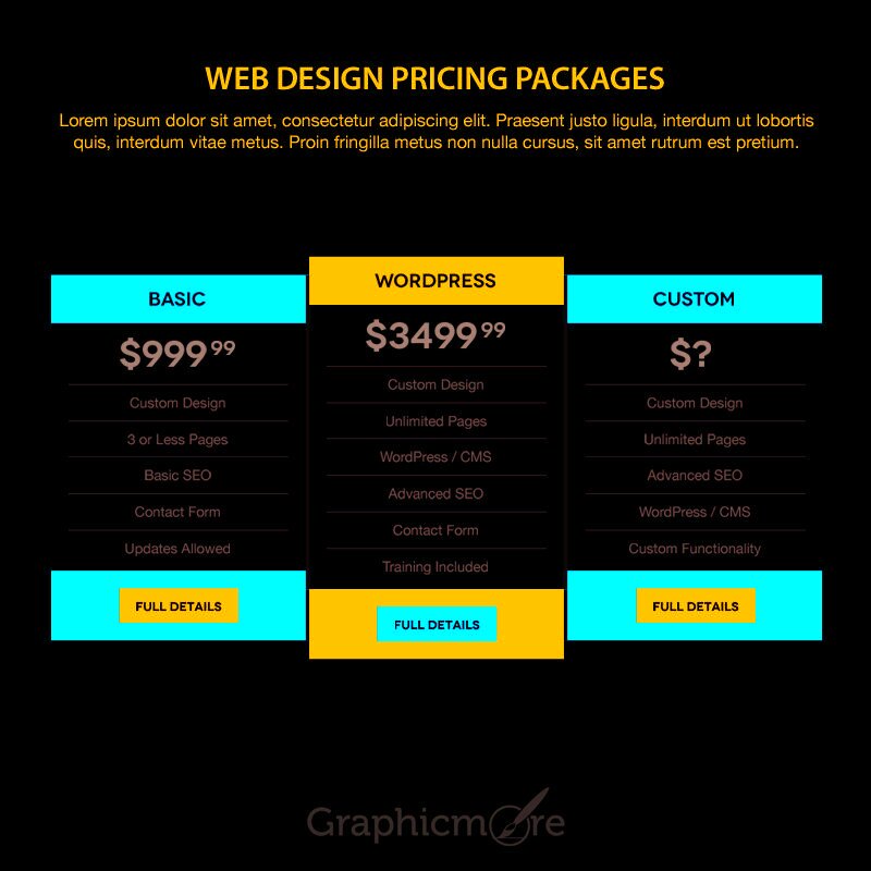 Web Design Pricing Packages Design Free PSD File Download