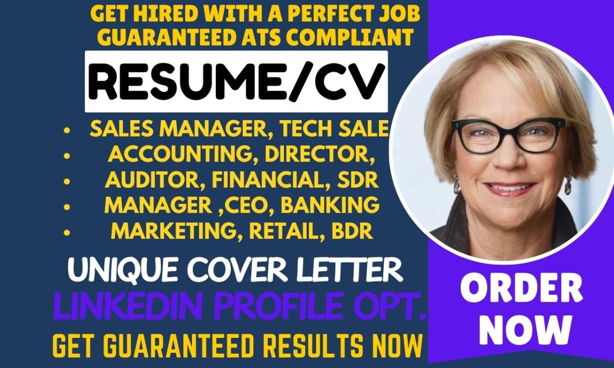 I Will Perfect Your Sales Resume for Industrial Sales, Finance, Marketing, Realtor, and Investment Roles