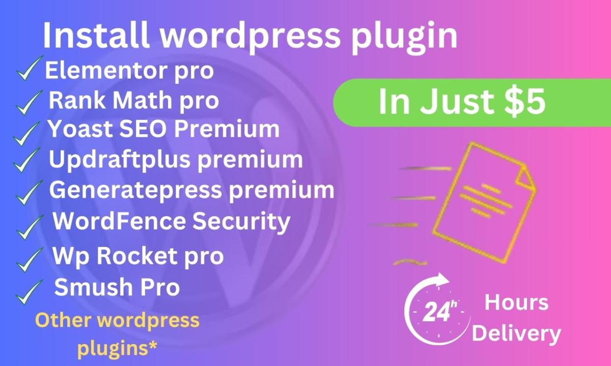 I Will Install Elementor Pro, WP Rocket, and Rank Math Premium WordPress Plugins