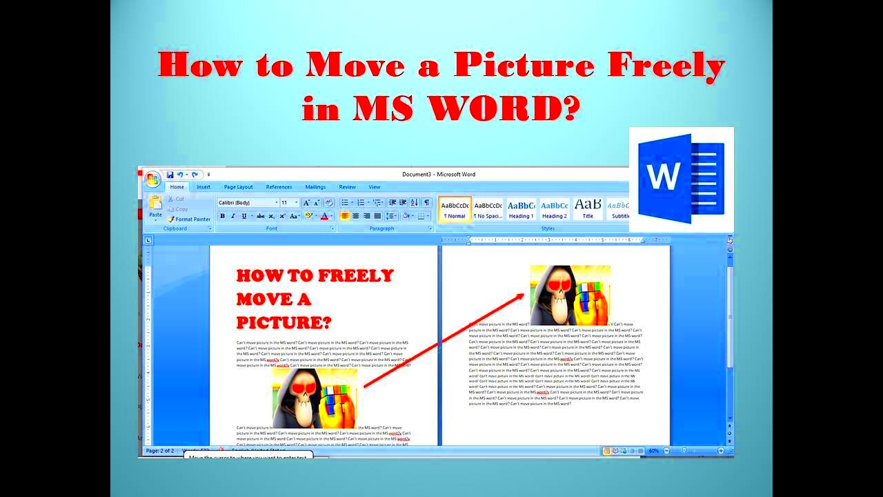 How to Move a Picture Freely in MS WORD  YouTube