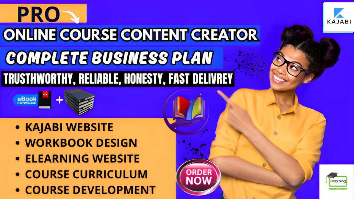 I Will Serve as Your Online Course Content Creator & Complete Business Plan