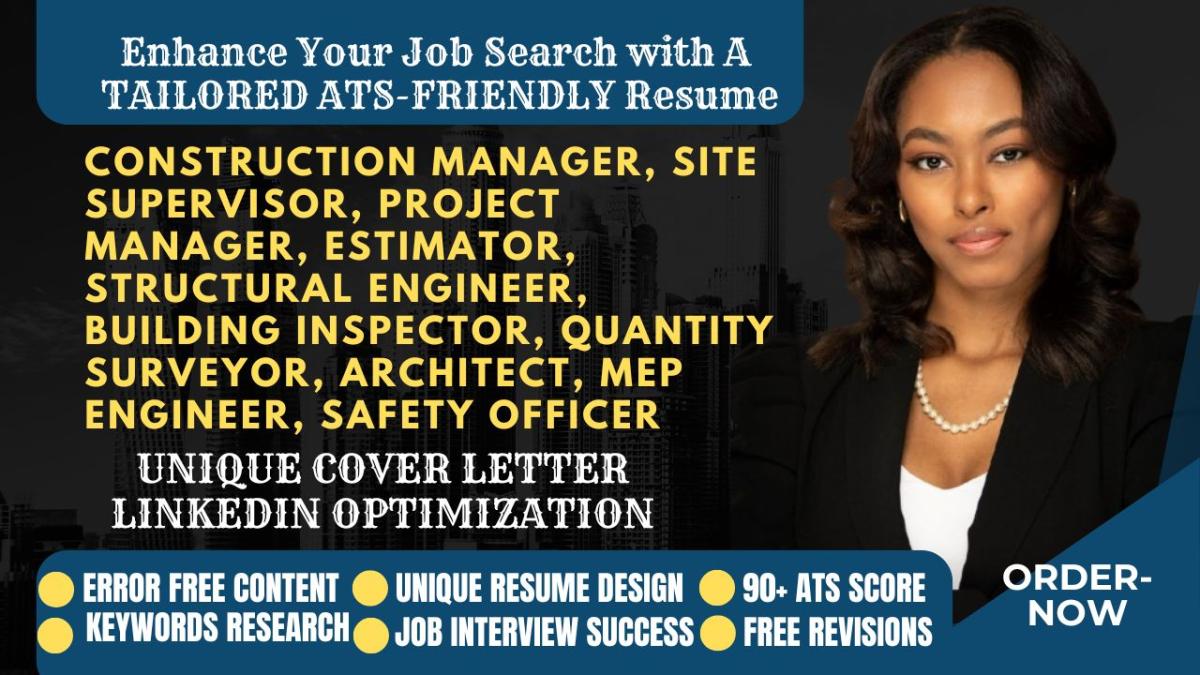 I Will Write Construction Resume, Plumber, Real Estate, Electrician, Project Manager CV