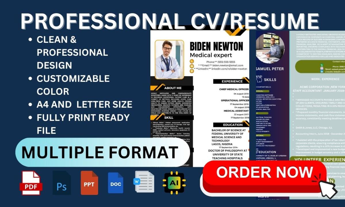 I Will Design, Edit, Create, and Redesign Medical Resumes in Just 12 Hours!