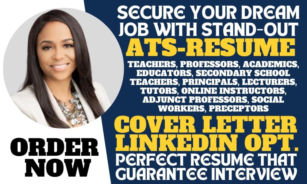 I Will Write Your Teacher Resume, Adjunct Instructor, Lecturer CV, Professor, or Social Worker Profile