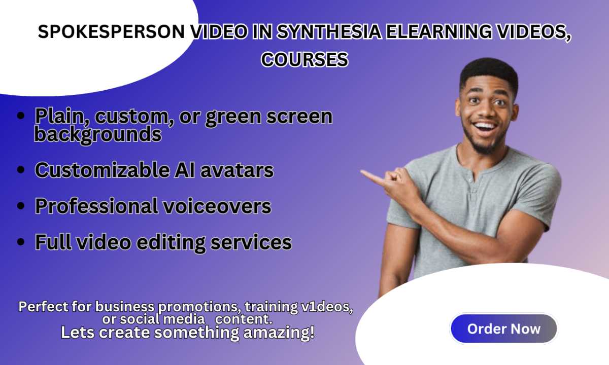 I will create synthesia ai spokesperson video ai avater elearning videos courses