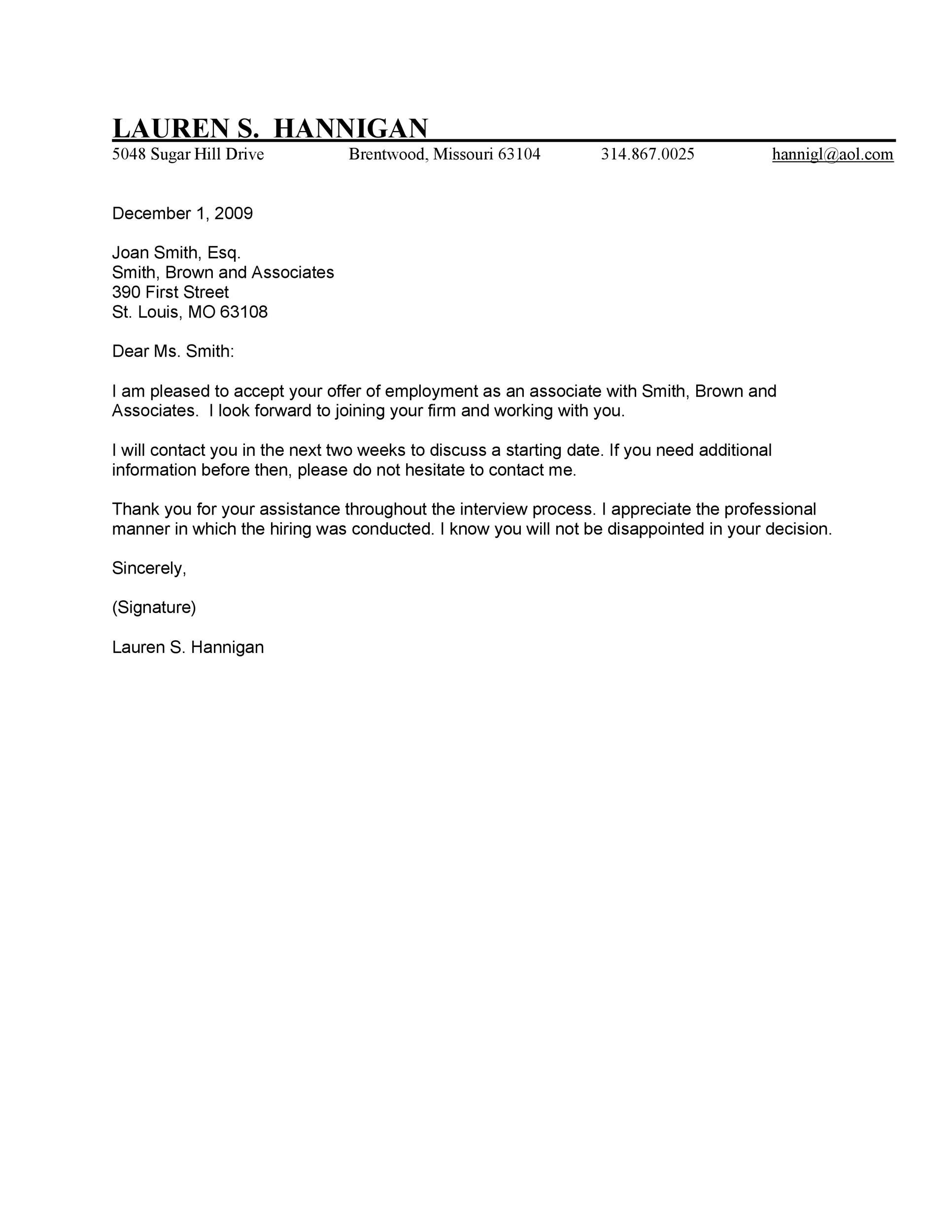 40 Professional Job Offer Acceptance Letter  Email Templates 