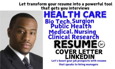 I Will Craft High-Impact Resumes for Clinical Research, Medical, Healthcare, Nursing, and Chemist Professionals