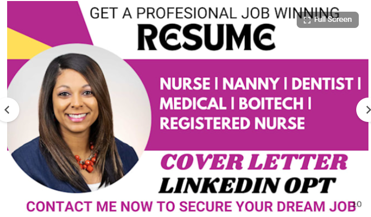 I Will Write a Professional Resume for Nanny, Medical, Dentist, Registered Nurse, and Charge Nurse