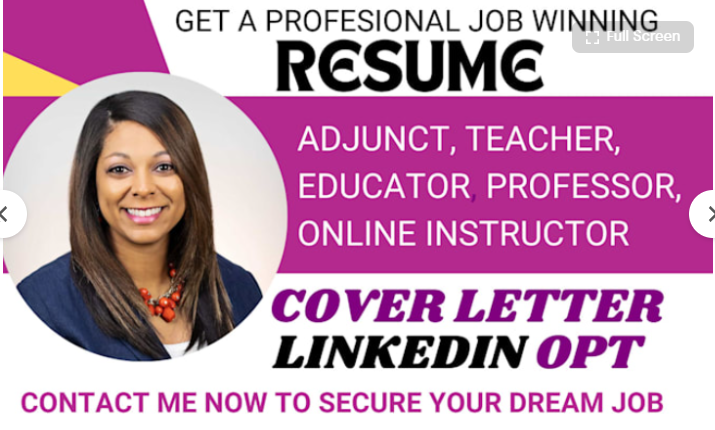 I Will Write Adjunct, Professor, Lecturer, Administrator Education, and Instructor Resume