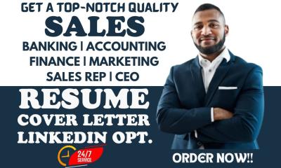 I Will Create a Standout Professional Resume for Sales, Finance, Accounting, Marketing, Banking, CEO, and Sales Rep Positions