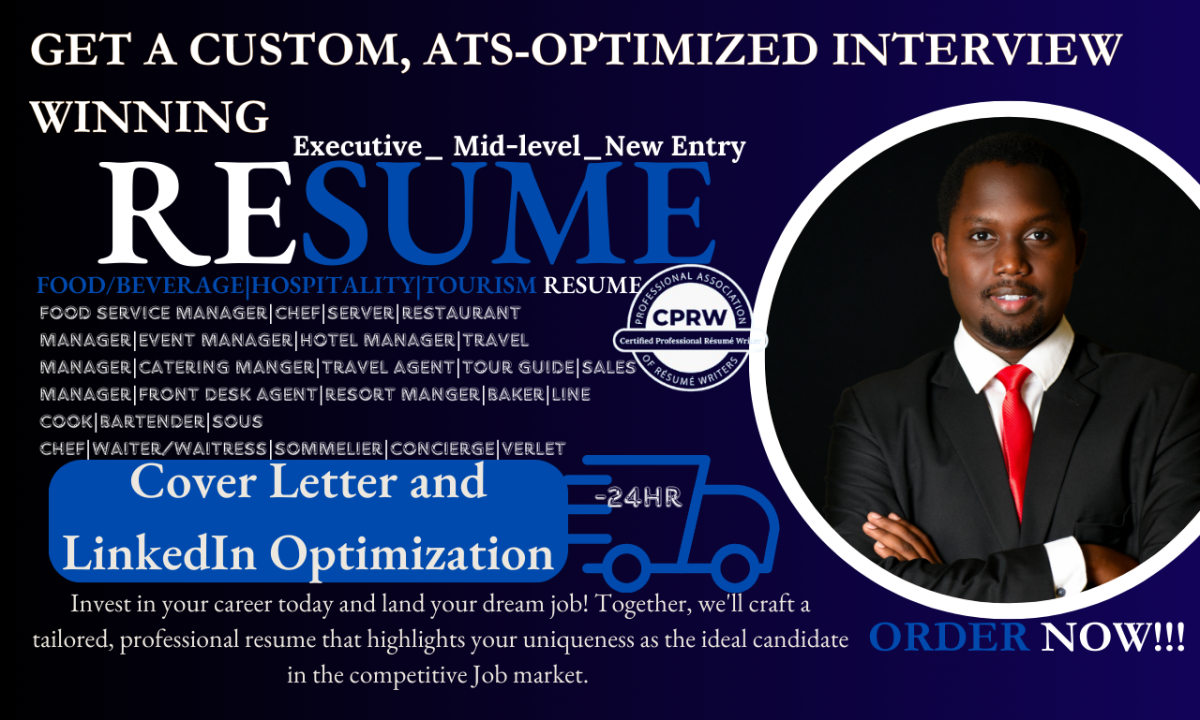 I Will Craft Customized Resumes for Food, Beverage, Bartending, and Hospitality Positions