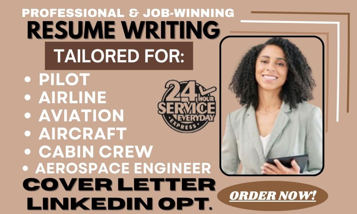 I will write aviation content on all topics, craft airline resume, pilot cv, cabin crew