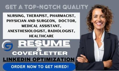 I will write healthcare resume for pharmacist, physician, midwife, phlebotomist, surgeon, medical assistant