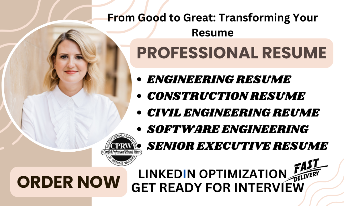 I Will Write Professional Engineering, Construction, IT, BDR, SDR Tech Resume