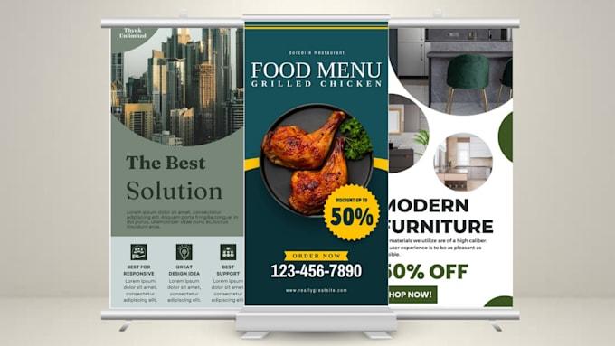 I Will Design Outstanding Pull Up Banner, Feather Flag, Exhibition, Trade Show, and Retractable Displays