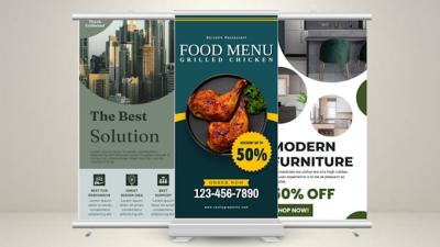 I Will Design Outstanding Pull Up Banner, Feather Flag, Exhibition, Trade Show, and Retractable Displays