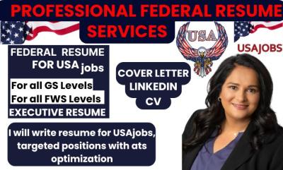 I will write federal resume for usajobs, executive resume, linkedin profile in 24hrs