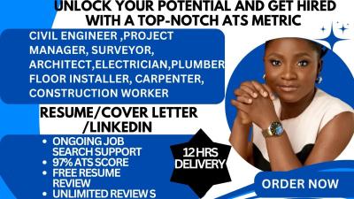 I Will Craft Professional Resumes for Civil Engineers, Project Managers, and Construction Workers